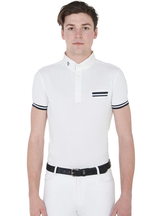 Polo uomo da concorso slim fit con inserti neri