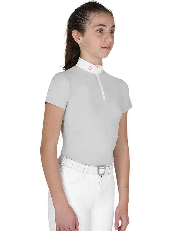 Polo bambina da concorso slim fit con zip