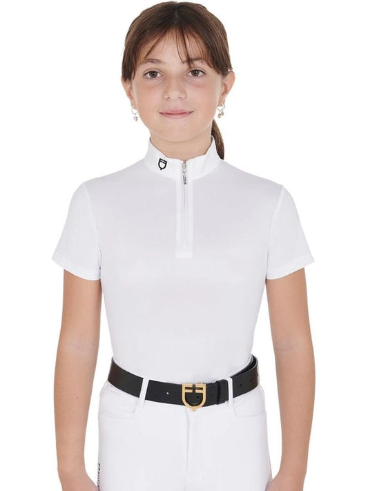 Polo bambina da concorso slim fit con zip