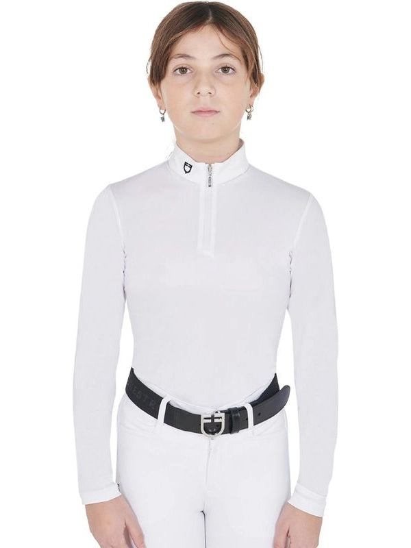 Polo bambina da concorso slim fit anti raggi UV