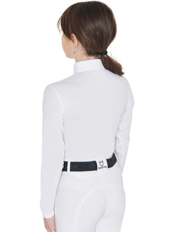 Polo bambina da concorso slim fit anti raggi UV