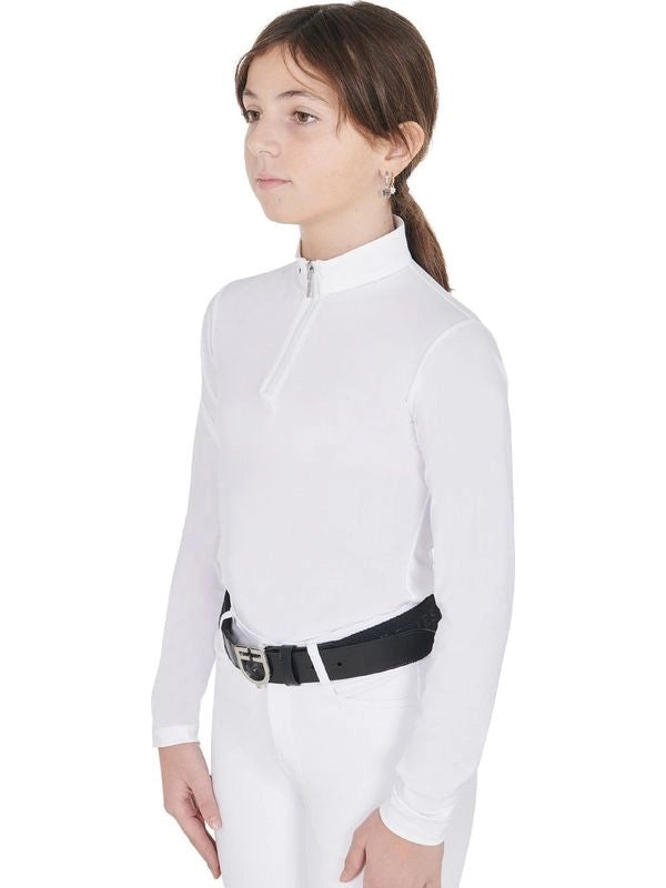 Polo bambina da concorso slim fit anti raggi UV