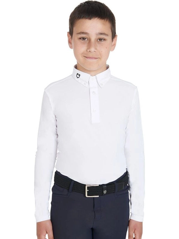 Polo bambino da concorso slim fit tre bottoni