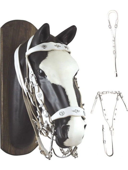 Briglia portoghese bianca c/pettorale e sottocoda