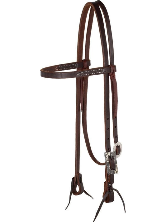 Browband black steel buckle oiled western bridle