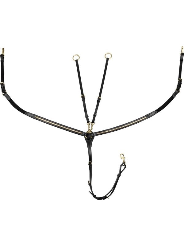 Pettorale con forchetta in pelle conciata con clincher in ottone