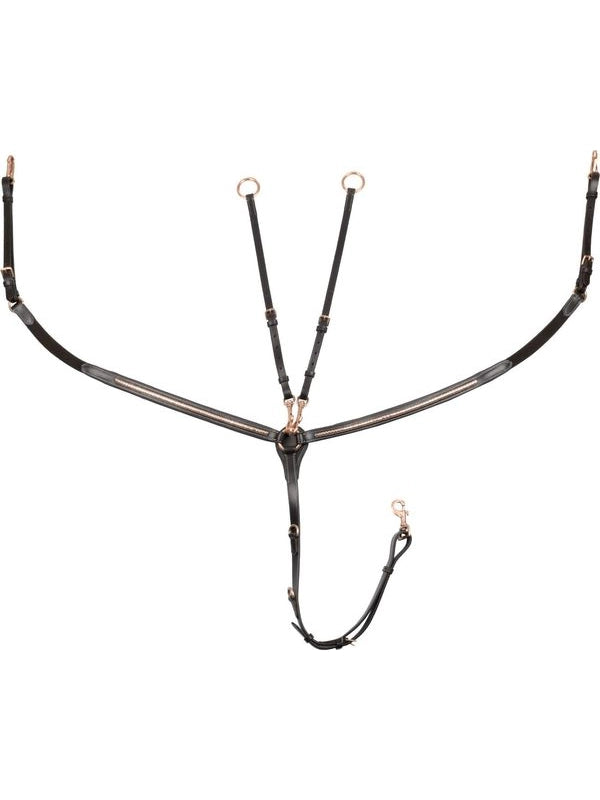Pettorale con forchetta in pelle clincher rose gold