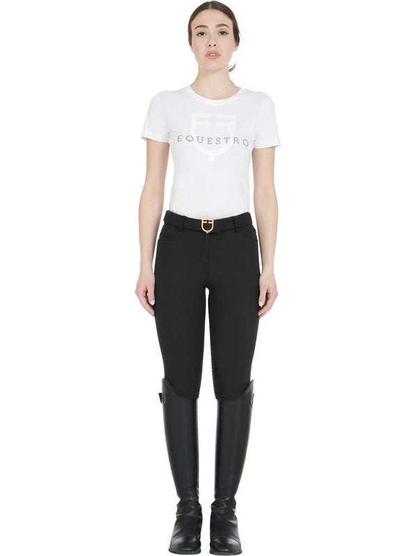Pantaloni donna slim fit grip con logo Equestro