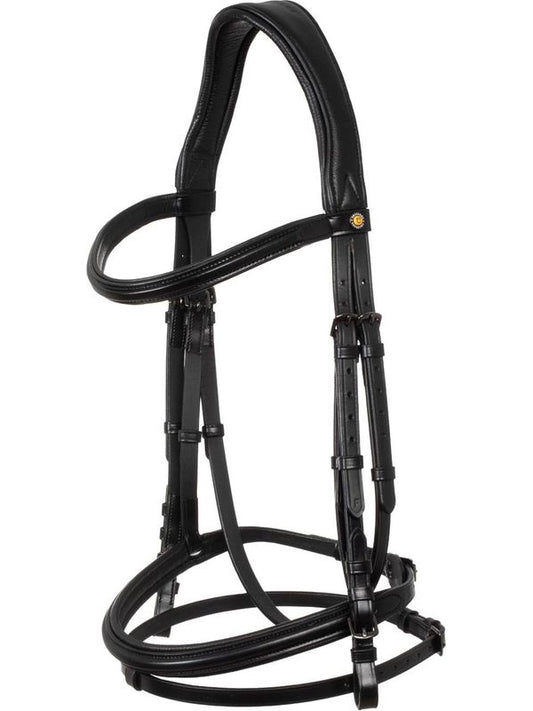 Briglia nera anatomica in pelle