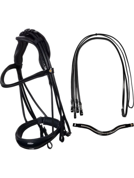 Briglia da dressage in cuoio con sovracapo anatomico