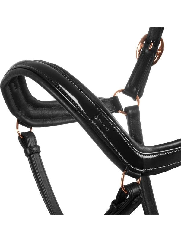 Cavezza cuoio lucido fibbie rose gold