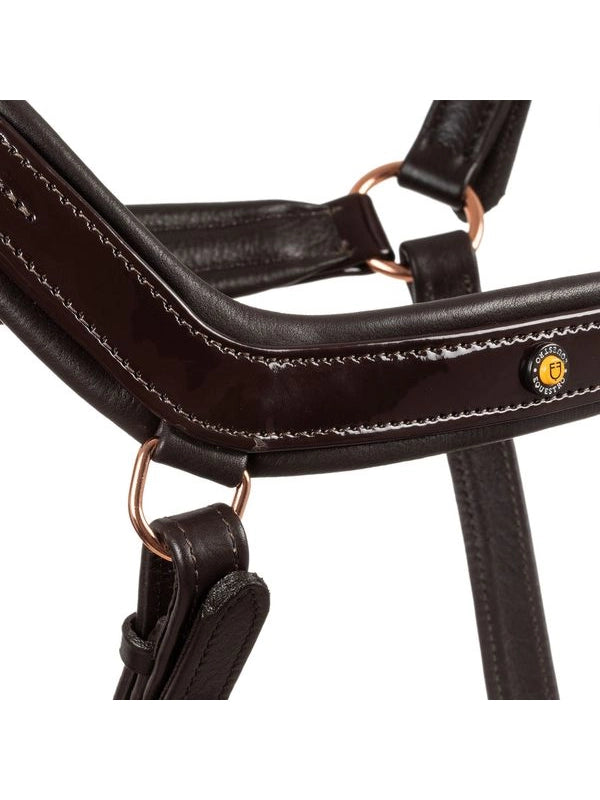 Cavezza cuoio lucido fibbie rose gold