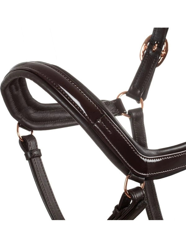 Cavezza cuoio lucido fibbie rose gold