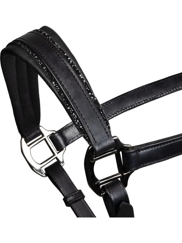 Cavezza in cuoio con piping glitterato