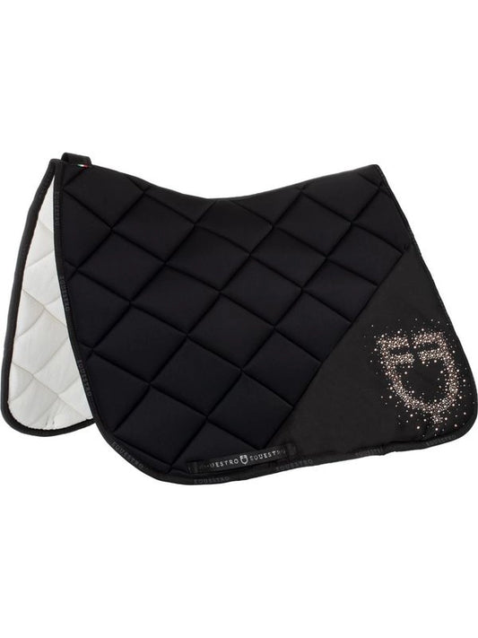 Sottosella da dressage in tessuto tecnico con logo in strass