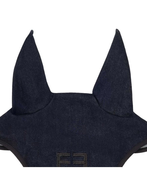 Cuffietta in tessuto tecnico effetto denim con logo