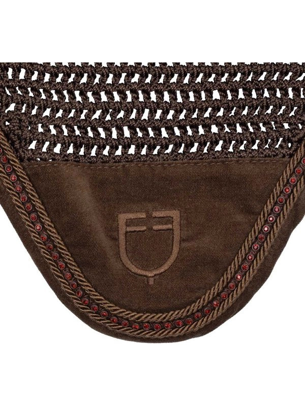 Cuffietta con lavorazione crochet e strass
