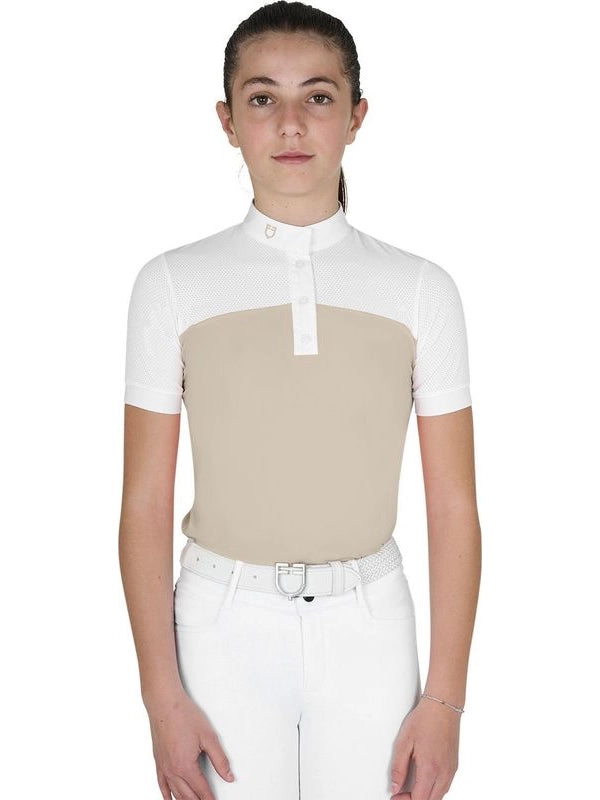Polo bambina da concorso slim fit tessuto traforato