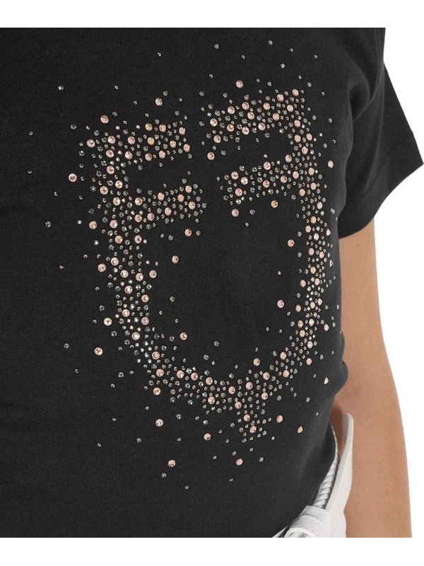 T-shirt bambina slim fit logo glitter rosa