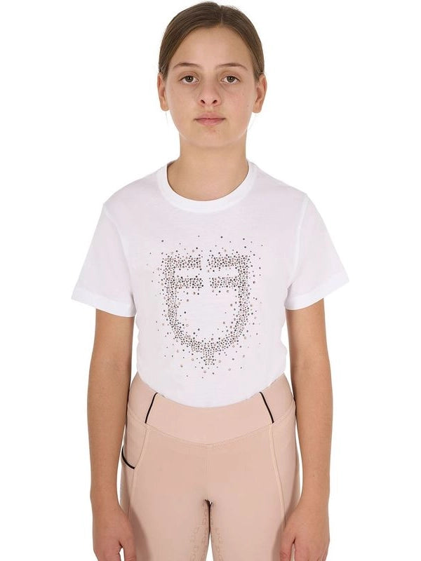 T-shirt bambina slim fit logo glitter rosa