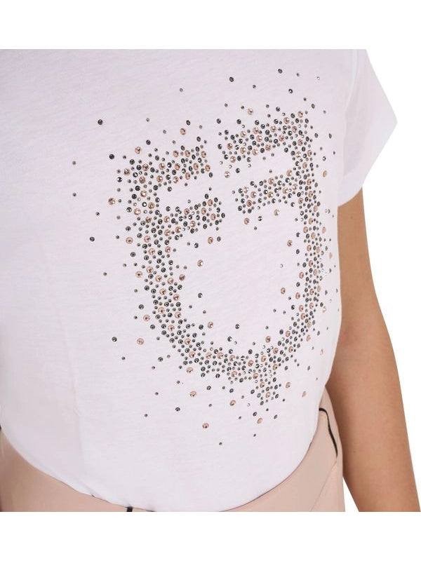T-shirt bambina slim fit logo glitter rosa