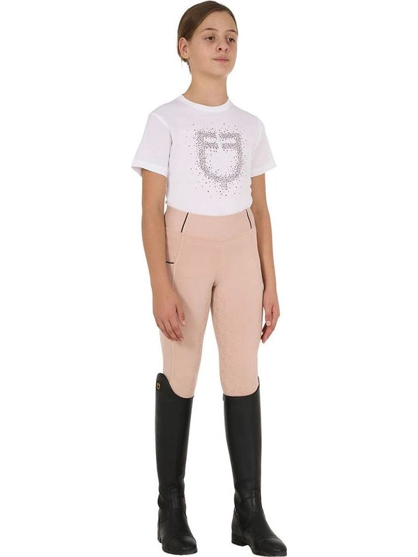 T-shirt bambina slim fit logo glitter rosa