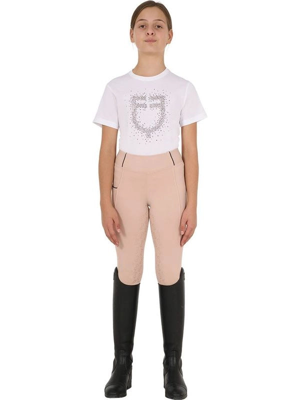 T-shirt bambina slim fit logo glitter rosa