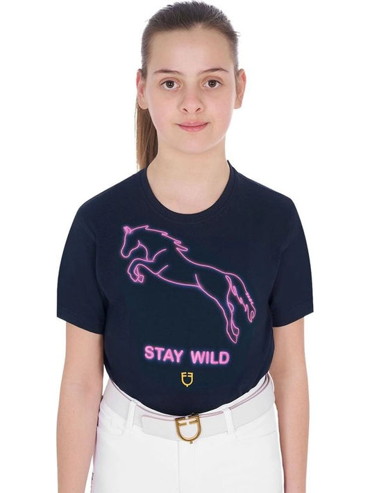 T-shirt bambina slim fit stampa Stay Wild