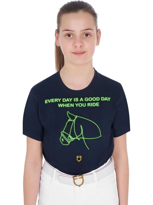 T-shirt bambina slim fit stampa fluorescente