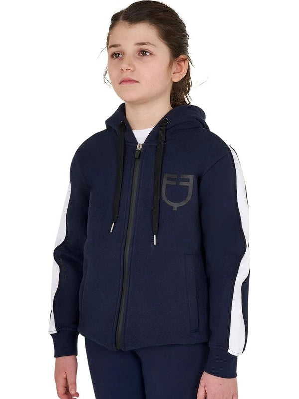 Felpa bambina in cotone con cappuccio e zip frontale
