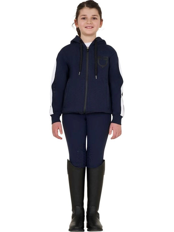Felpa bambina in cotone con cappuccio e zip frontale