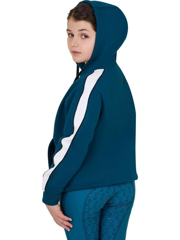 Felpa bambina in cotone con cappuccio e zip frontale