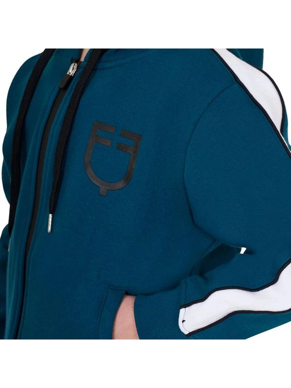 Felpa bambina in cotone con cappuccio e zip frontale