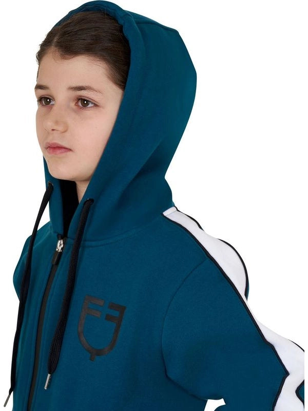 Felpa bambina in cotone con cappuccio e zip frontale