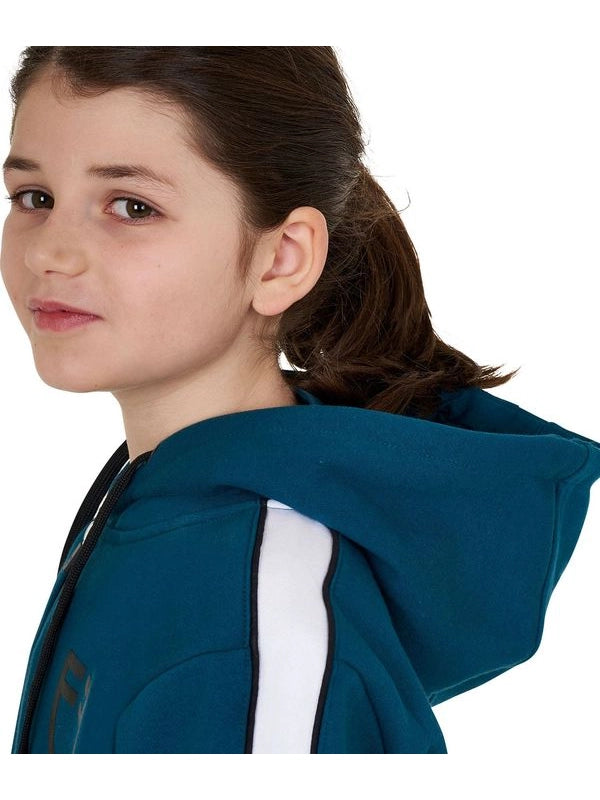 Felpa bambina in cotone con cappuccio e zip frontale