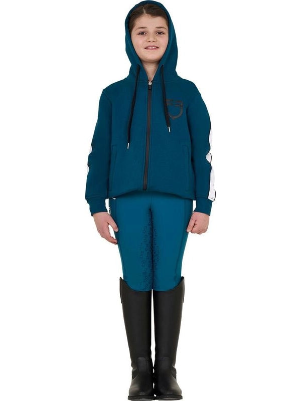 Felpa bambina in cotone con cappuccio e zip frontale