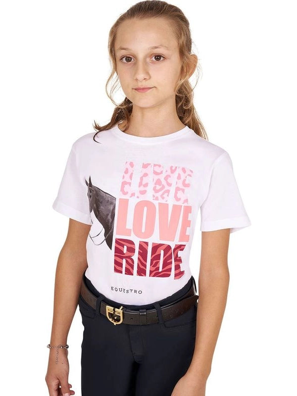 T-shirt da bambina in cotone Live Love Ride