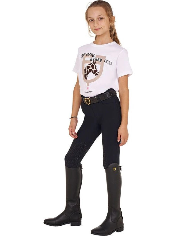 T-shirt da bambina in cotone Ride More Worry Less