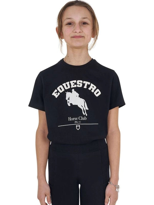 T-shirt bambina Jumping Horse Club in cotone
