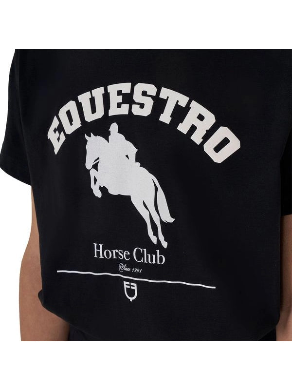 T-shirt bambina Jumping Horse Club in cotone