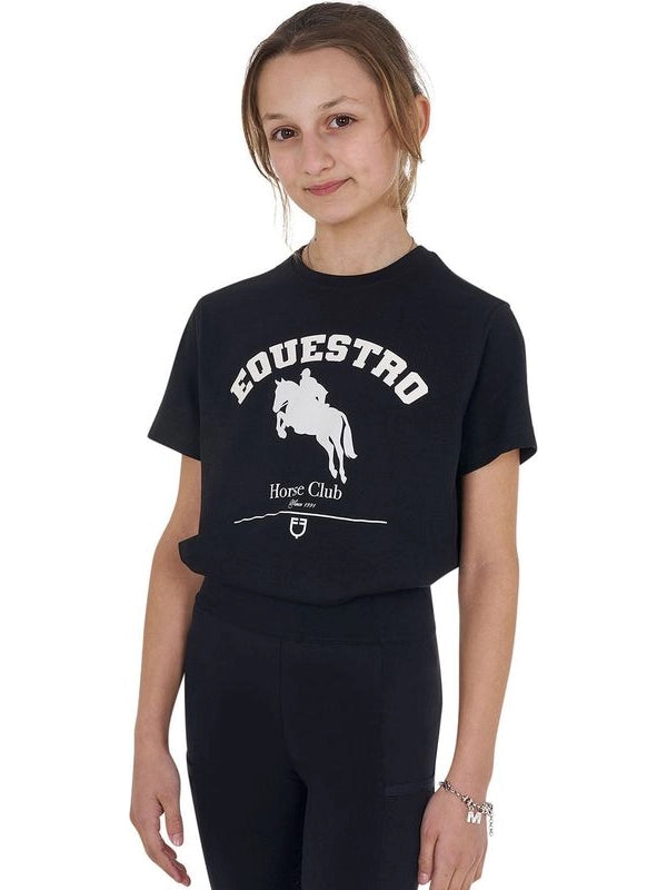 T-shirt bambina Jumping Horse Club in cotone
