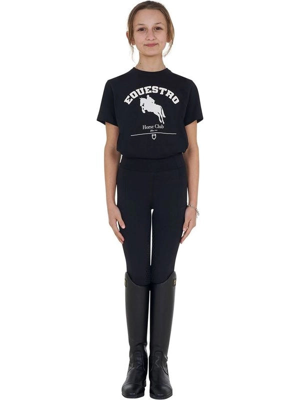 T-shirt bambina Jumping Horse Club in cotone