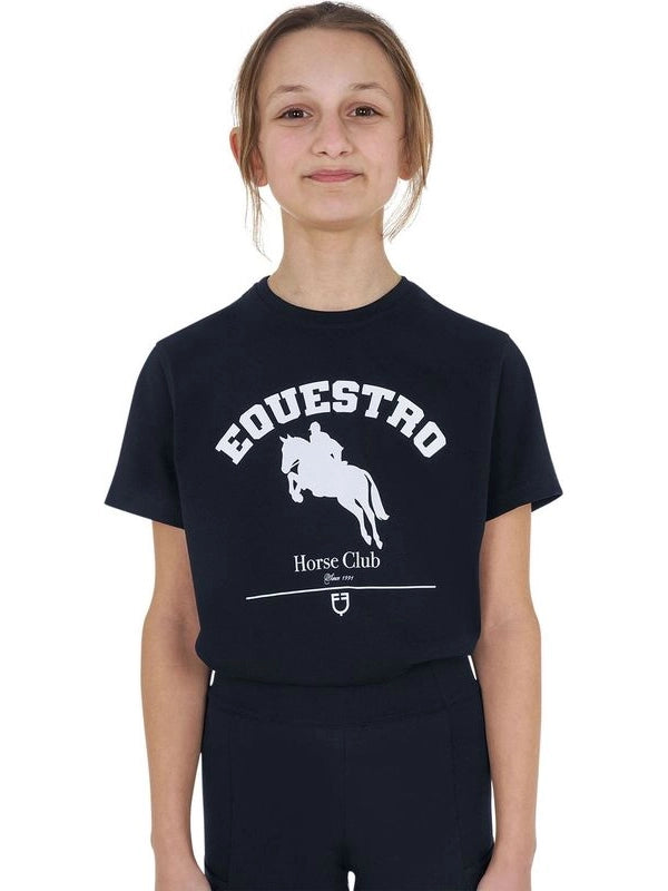 T-shirt bambina Jumping Horse Club in cotone
