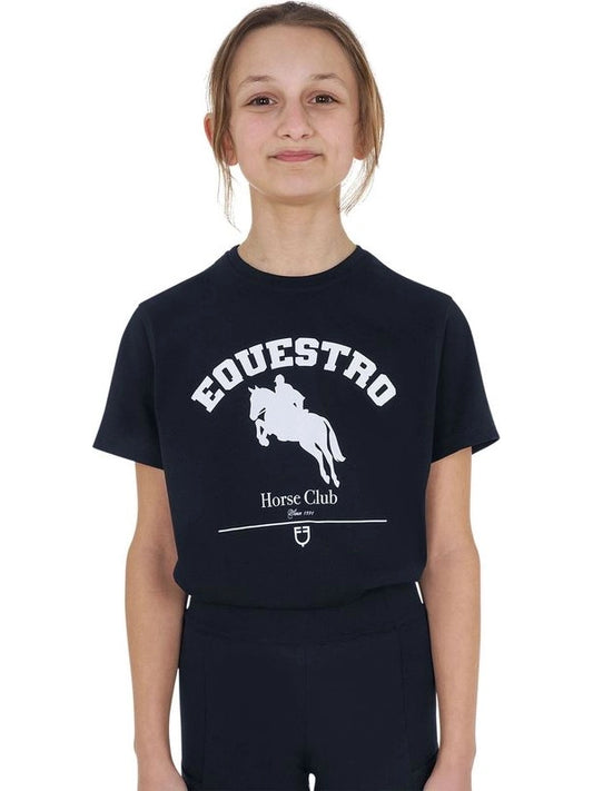 T-shirt bambina Jumping Horse Club in cotone