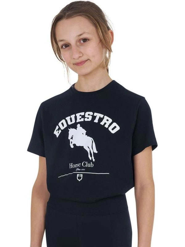 T-shirt bambina Jumping Horse Club in cotone