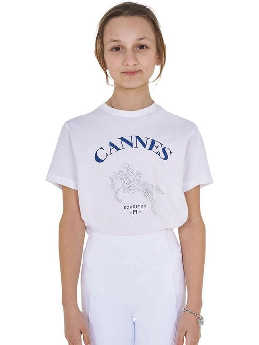 T-shirt bambina Cannes in cotone con strass