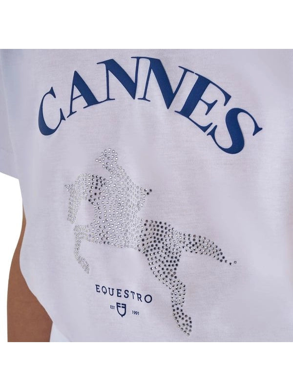T-shirt bambina Cannes in cotone con strass
