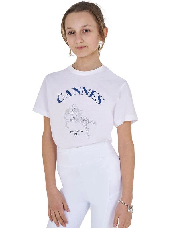 T-shirt bambina Cannes in cotone con strass