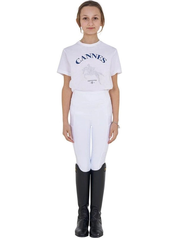 T-shirt bambina Cannes in cotone con strass