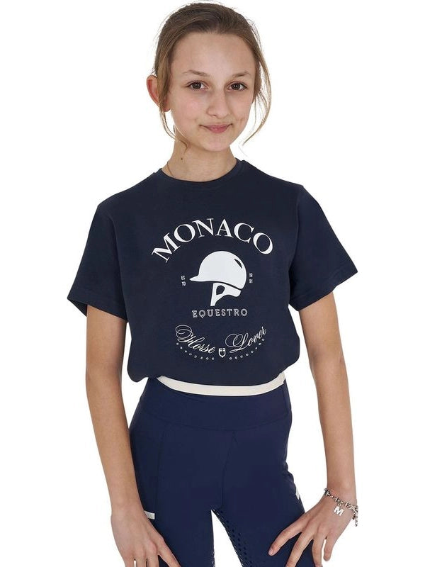 T-shirt bambina Monaco in cotone con strass